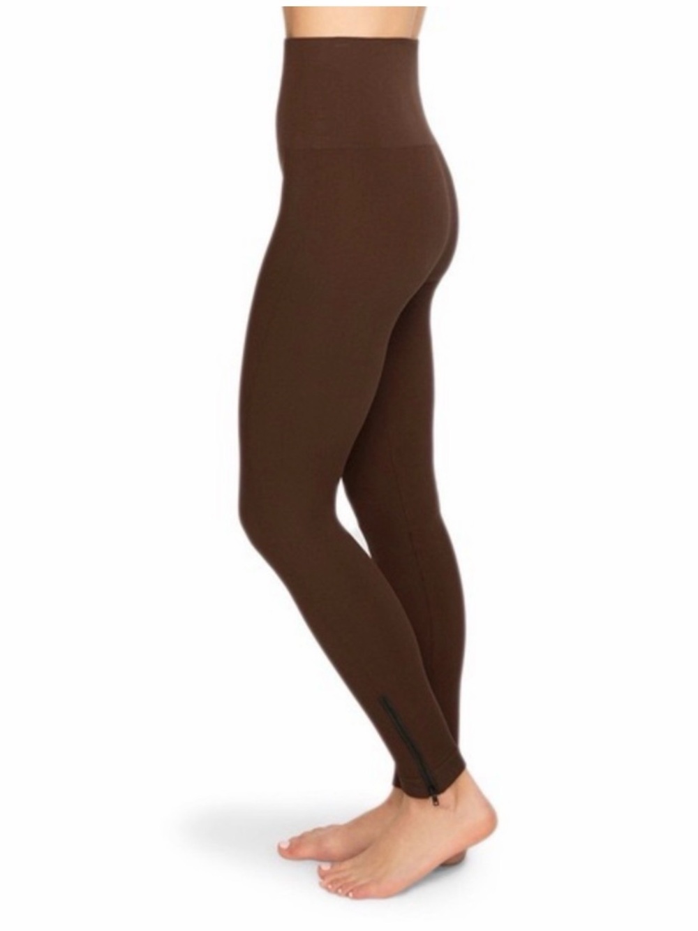 Spanx Chocolate Brown Seamless Ankle Zipper Leggings